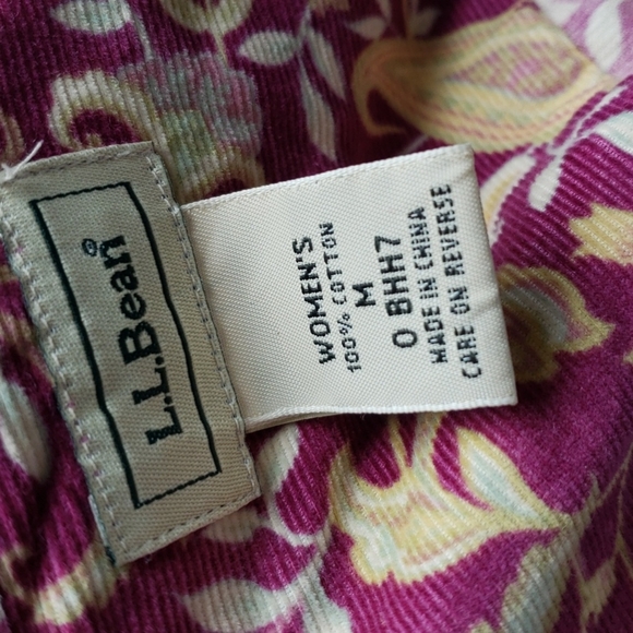 LL Bean Womens Corduroy Paisley Floral Long Sleeve Cotton Pocket Blouse - Picture 5 of 6